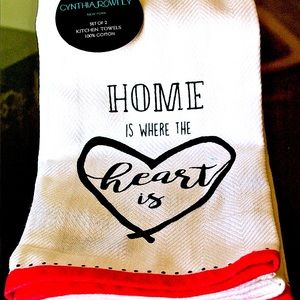 CYNTHIA ROWLEY KITCHEN TOWELS SET/2 HOME HEART IS